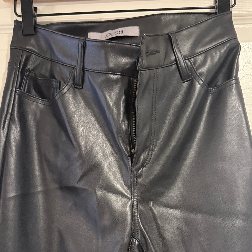 Joe's Jeans Black faux leather pants high rise boot cut. Worn once